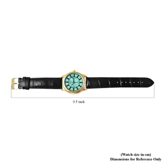 GENOA Gold Tone Japanese Movement Genuine Leather Watch - Picture 5 of 8